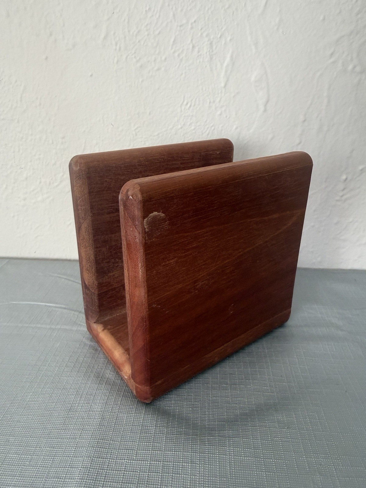 Vintage MCM Wood napkin Holder Sleek Design Minimal