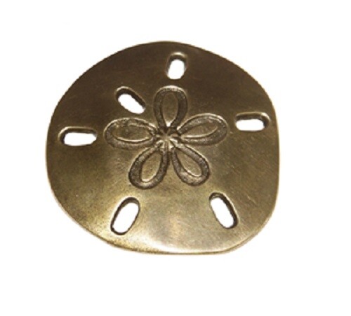 Solid Brass Sand Dollar Paperweight Beach Nautical Decor 3\'\' Ship Boat Cabin ..