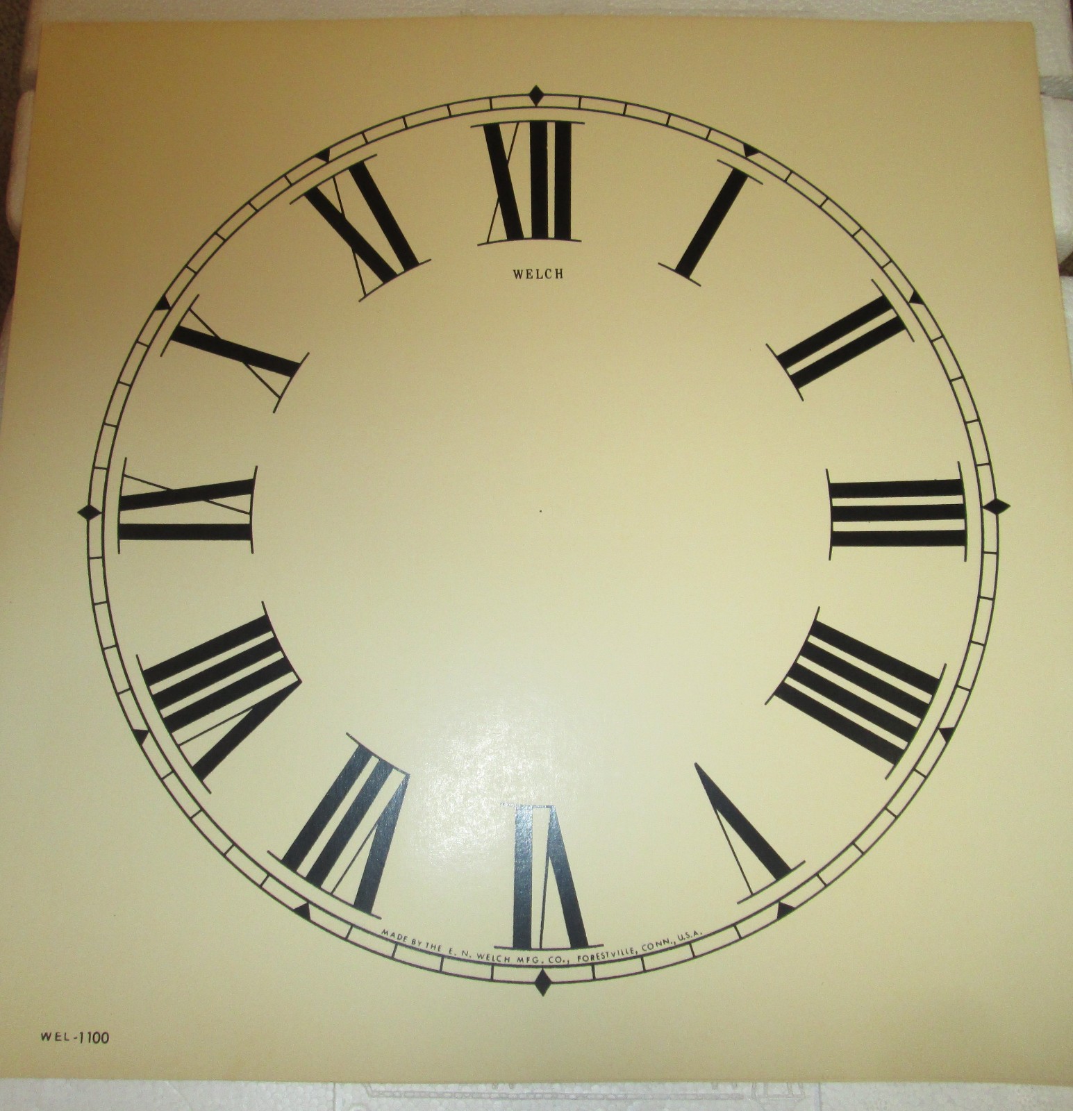 WELCH CLOCK DIAL NEW  CLOCK PARTS 11 INCH IVORY