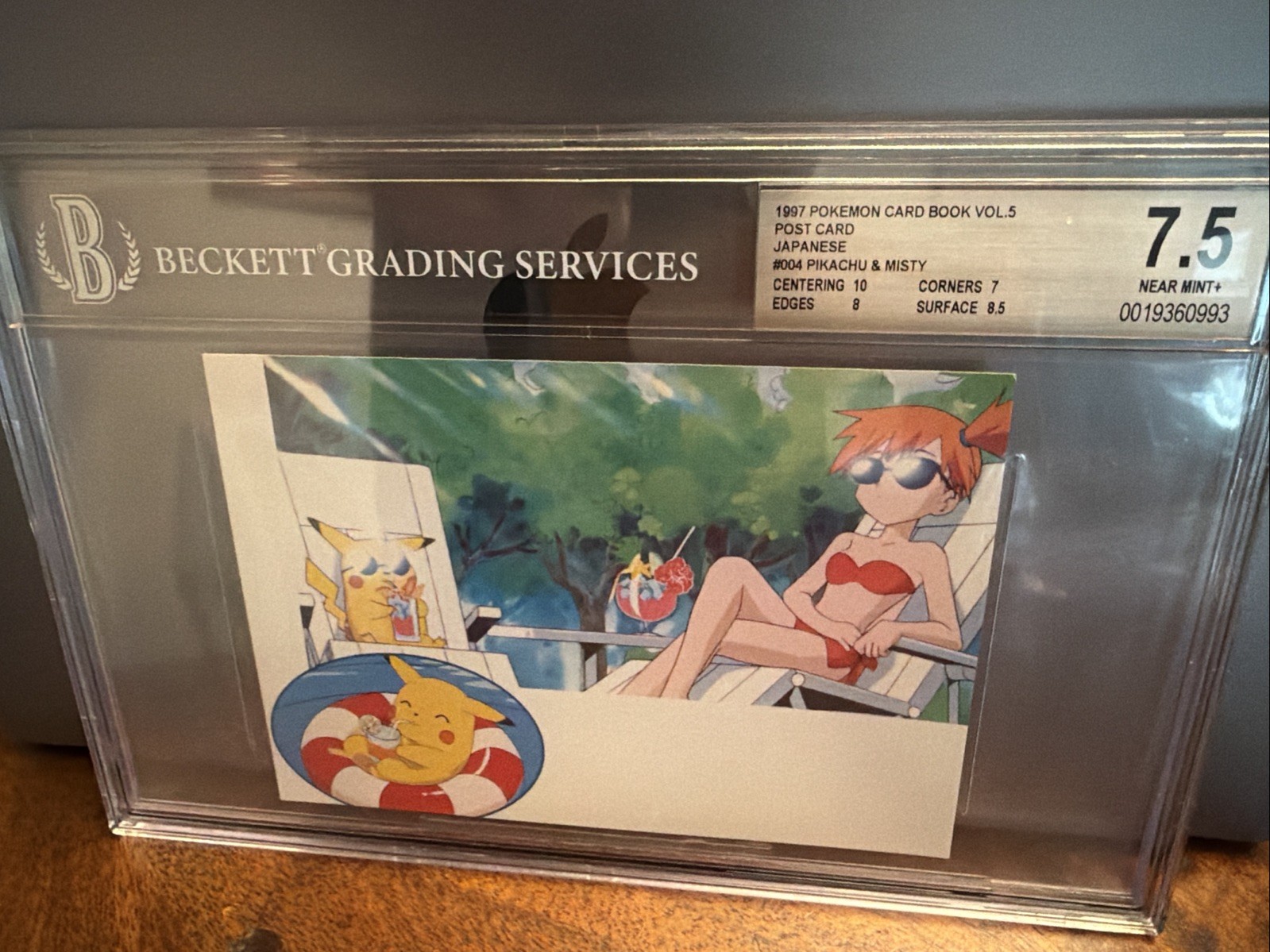 1997 Pokemon Vintage Postcard Misty Bikini & Pikachu Vol 5 Blue #004 BGS 7.5 NM+