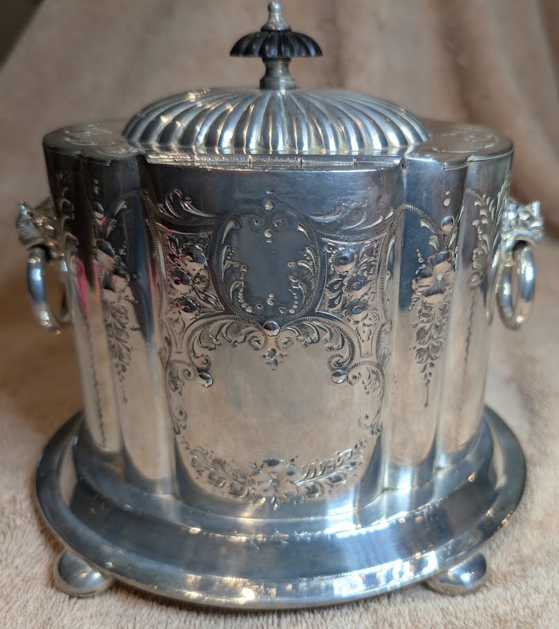 Vintage JD & S James Deakin & Sons Hallmark Silverplate Victorian Biscuit Box