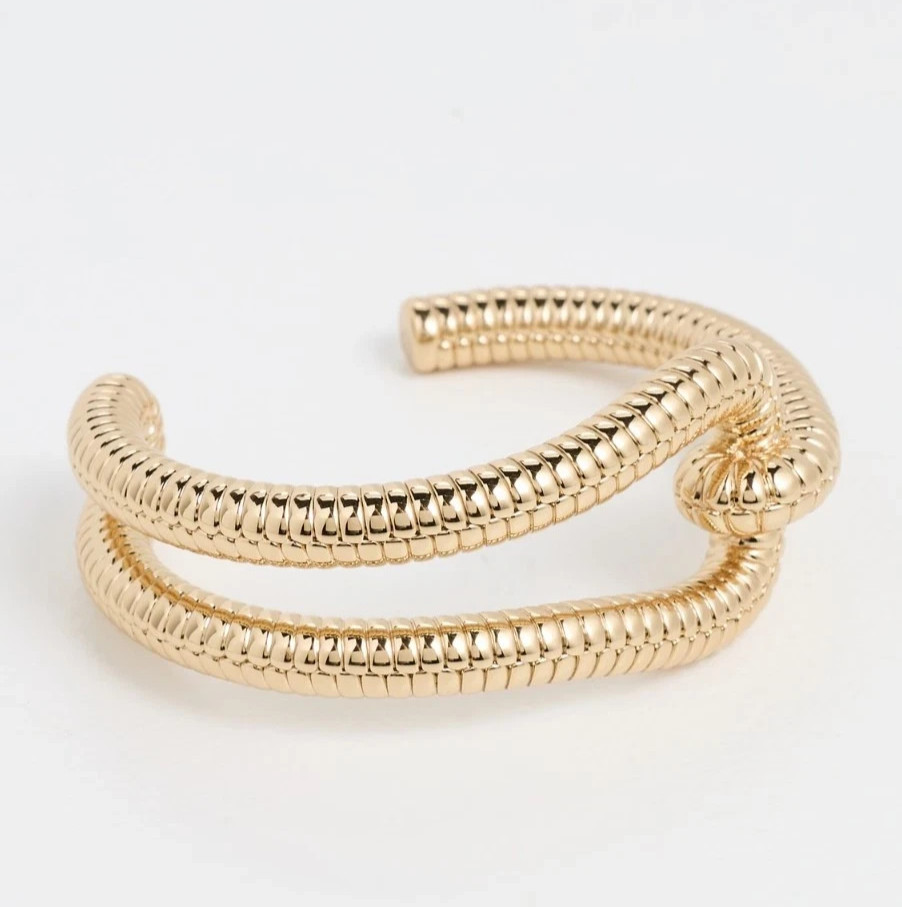 Knot Rope Texture Open Cuff Bangle Bracelet 7.5\