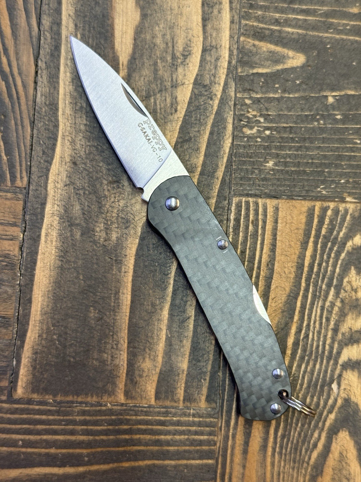G-SAKAI PREPPY Japanese VG10 Carbon Fiber Handle Folding Knife Japan Made Used