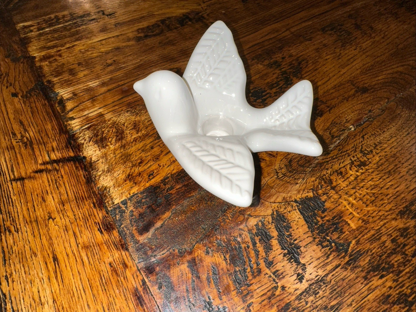 Ceramic White Glazed Swedish Mid-century Bird Candleholder