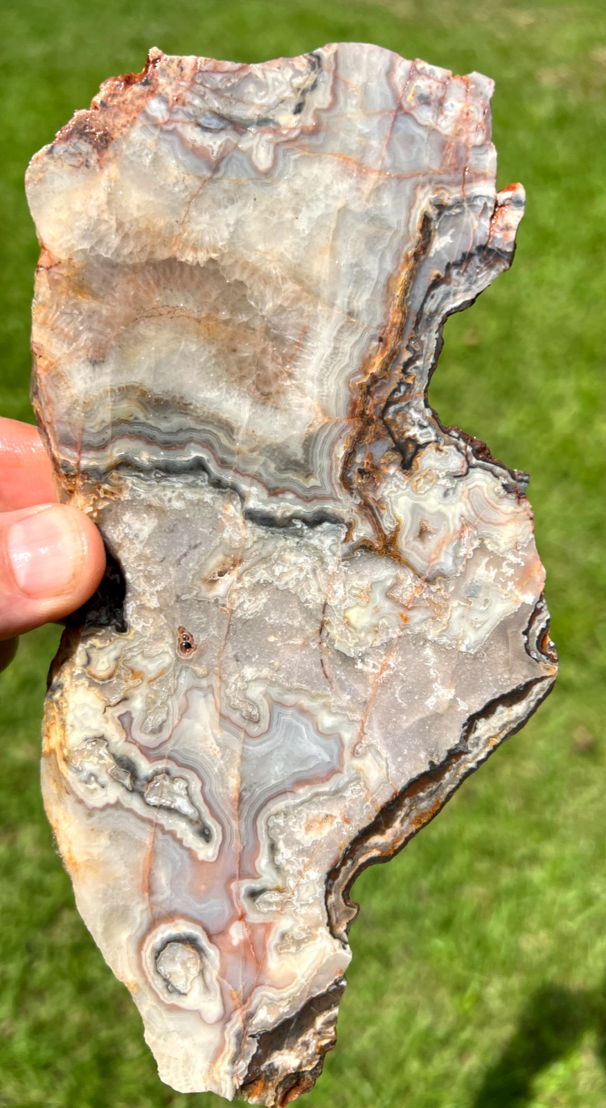 Very Cool Missouri Lace Agate/Crystal Slab - Ex Large - 374g