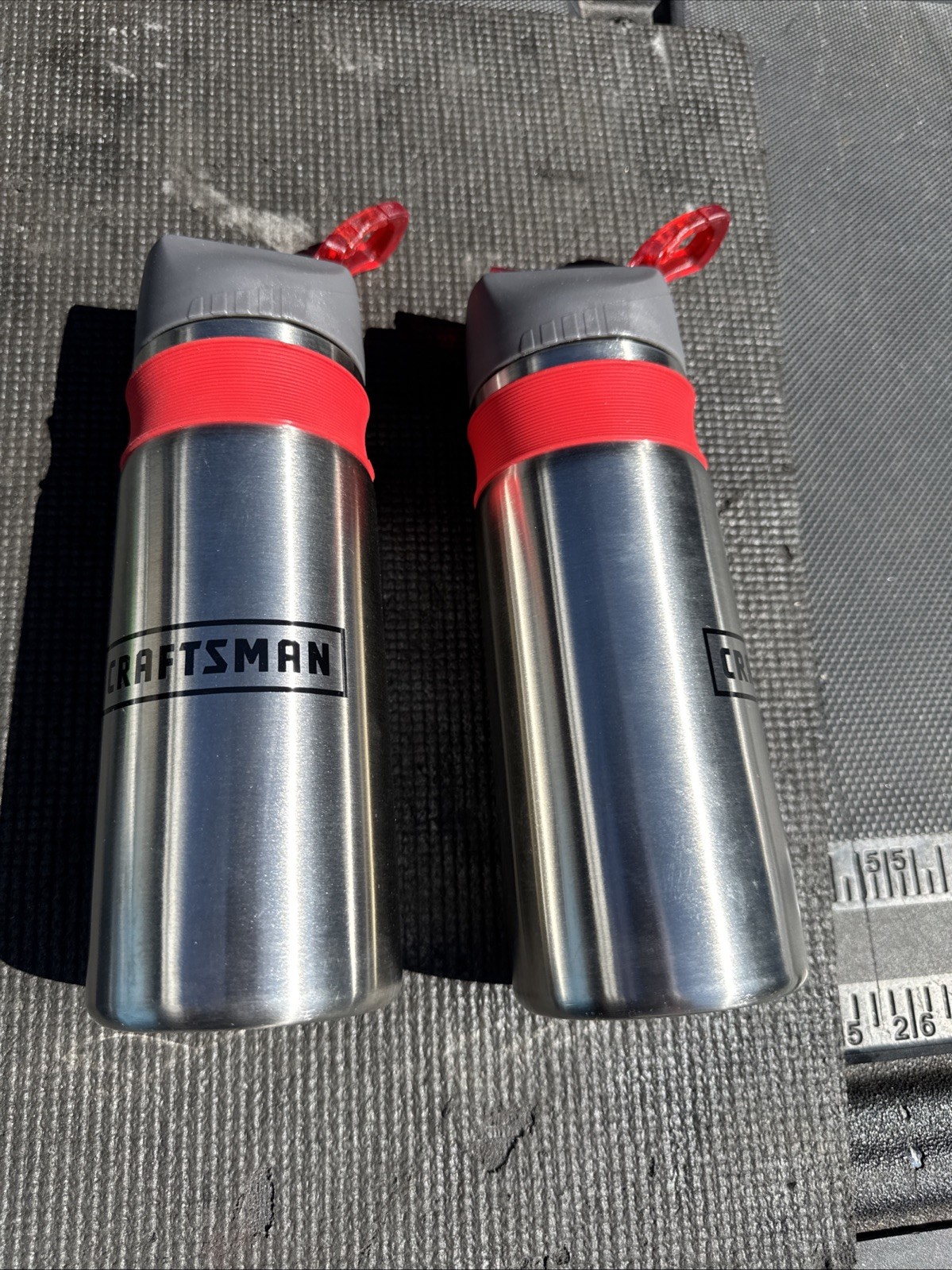 2x Sears Craftsman Nos Stainless Steel Water Bottle Clip Trade Show Memorabilia