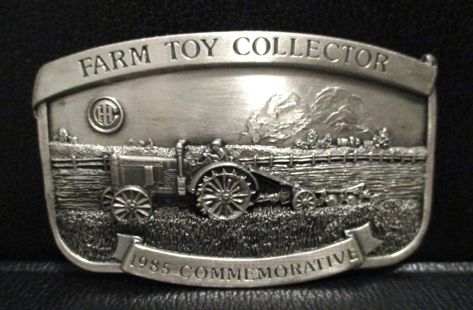 McCormick Deering 10-20 Tractor Plow Farm Toy Collector Pewter Belt Buckle 1985