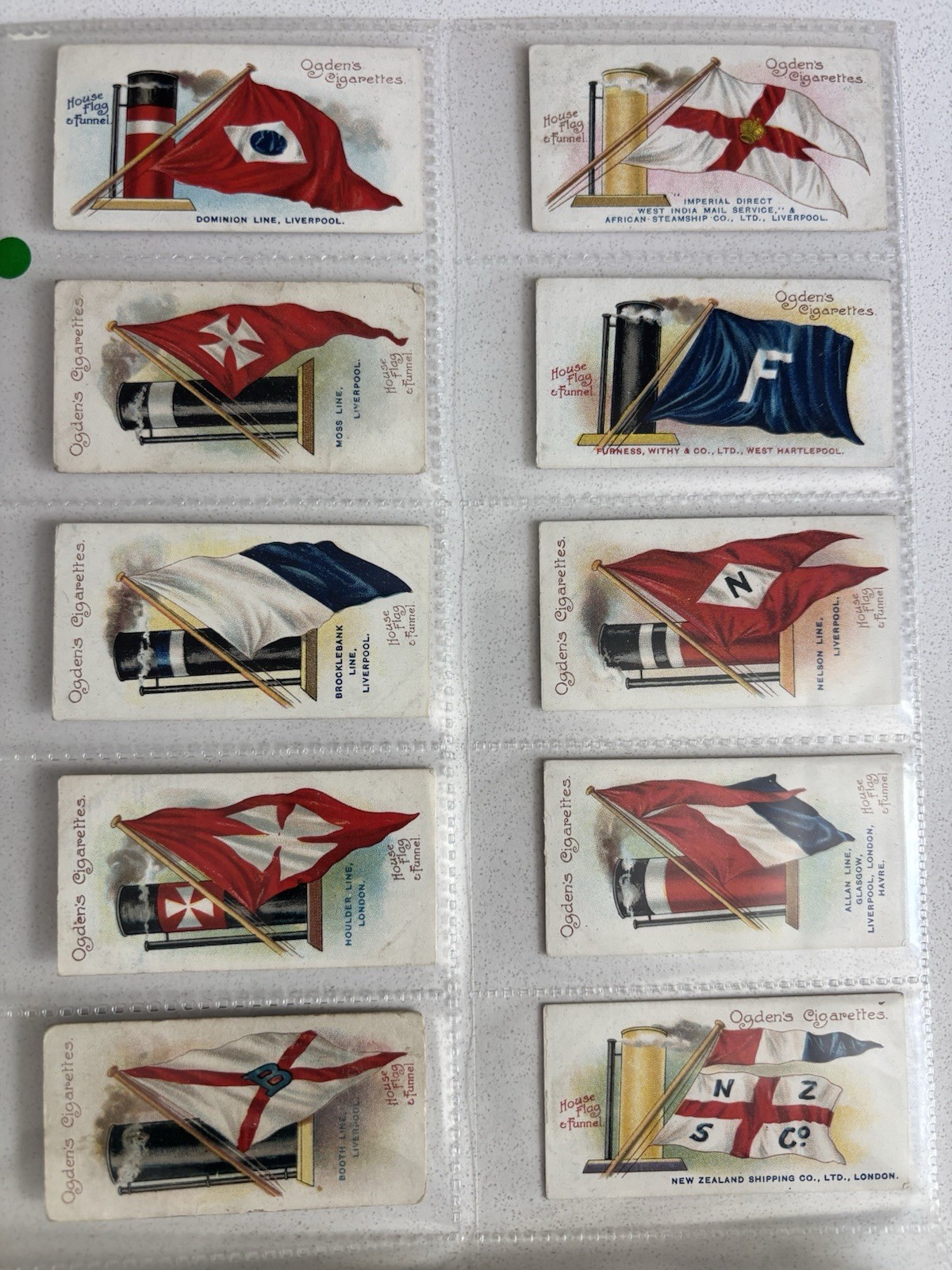 Ogdens Cigarette Cards 1906 Flags & Funnels of Leading Steamship Lines Full Set