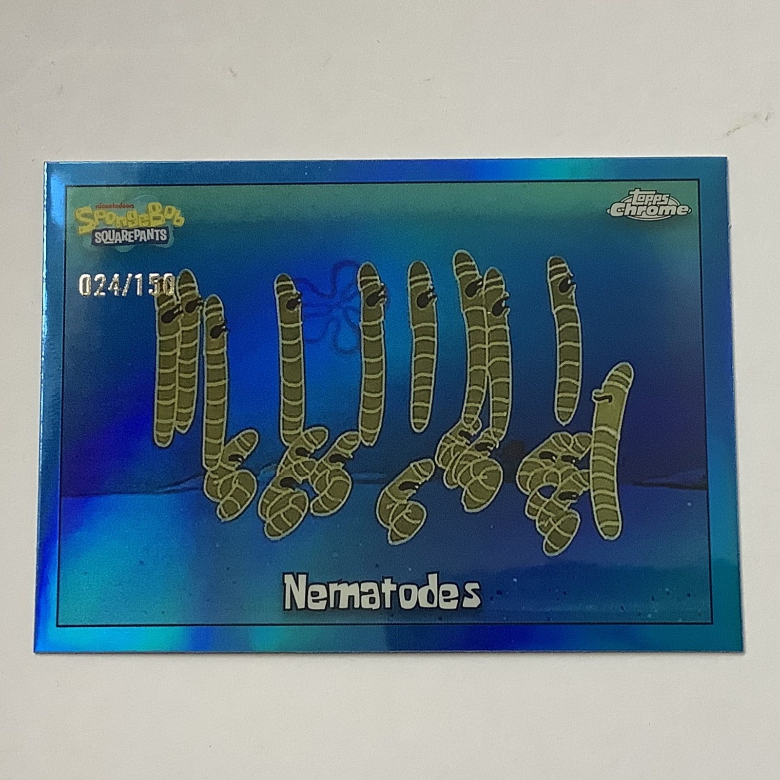 Topps Chrome Spongebob SquarePants 2025 Blue Refractor Nematodes /150 #143