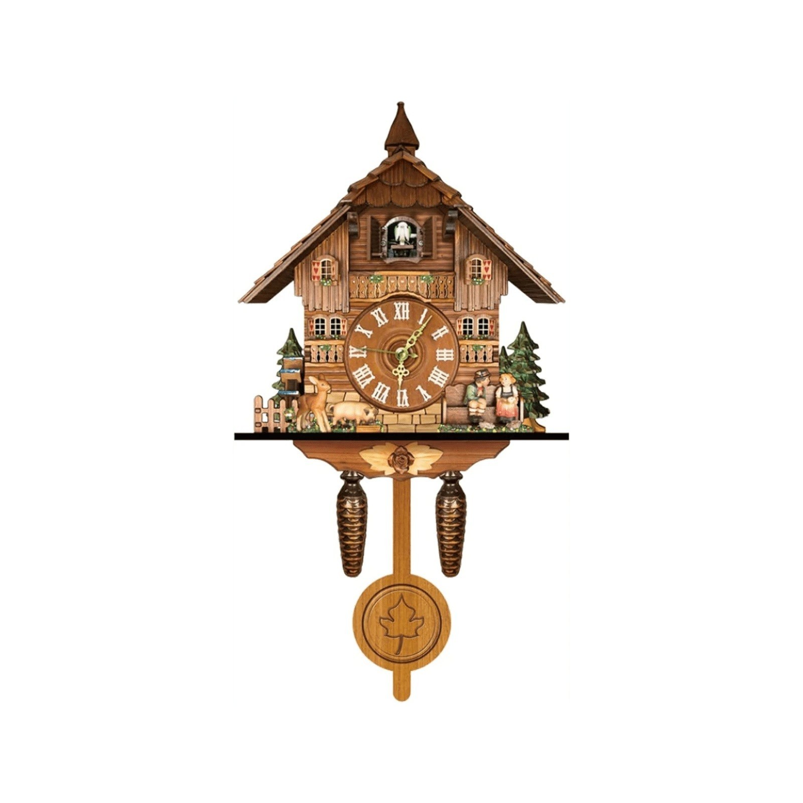 Vintage Cuckoo Wall Clock Pendulum Black Forest Style Home Decor