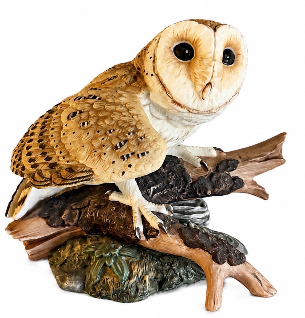 Vintage Hand Painted Owl Figurine Perched on Rock Bird Nature Decor Collectible