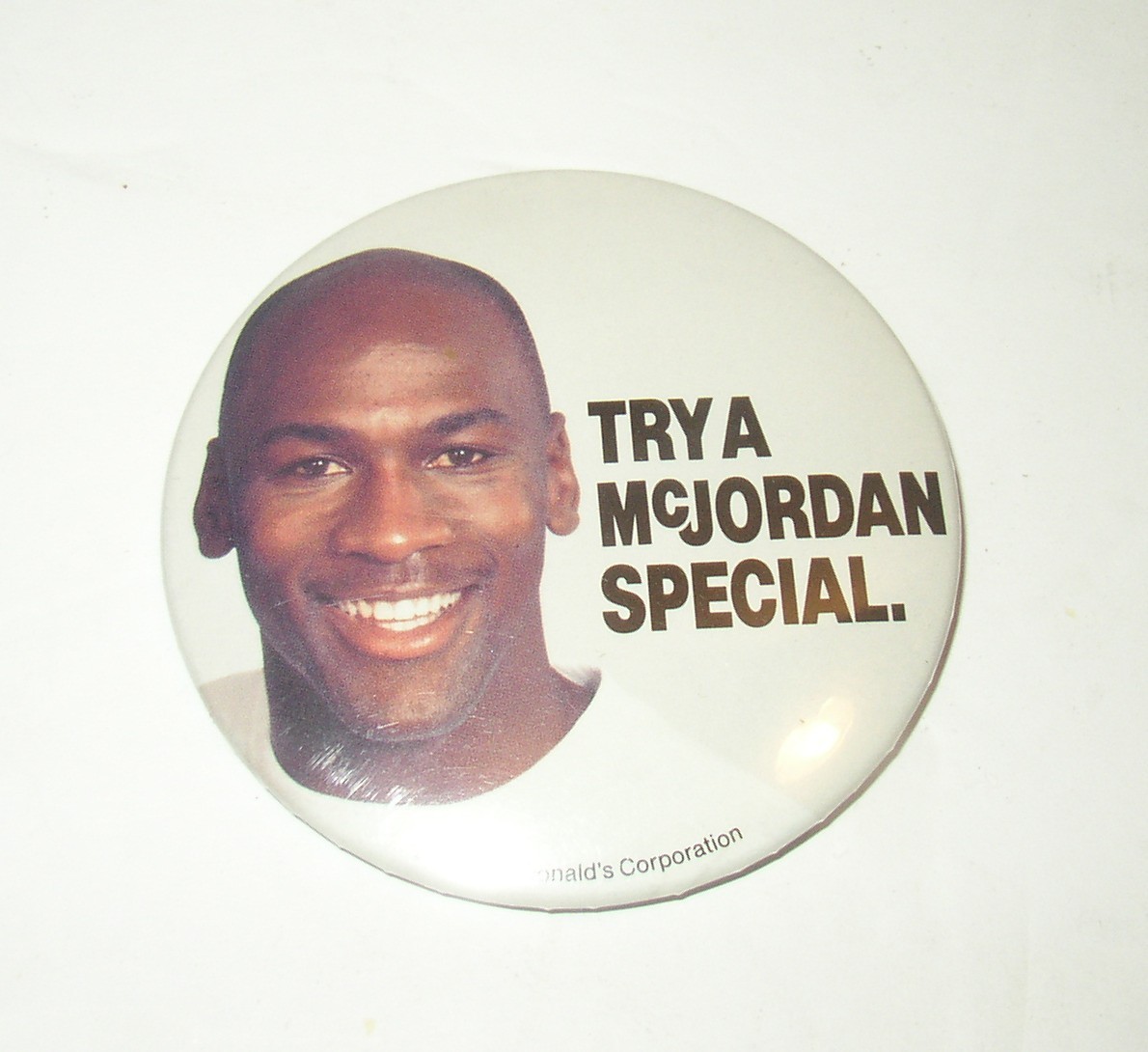 Rare Michael Jordan 1991 McDonald\'s McJordan Employee Button Chicago Area Only Rare Michael Jordan 1991 McDonald\'s McJordan Employee Button Chicago Area Only