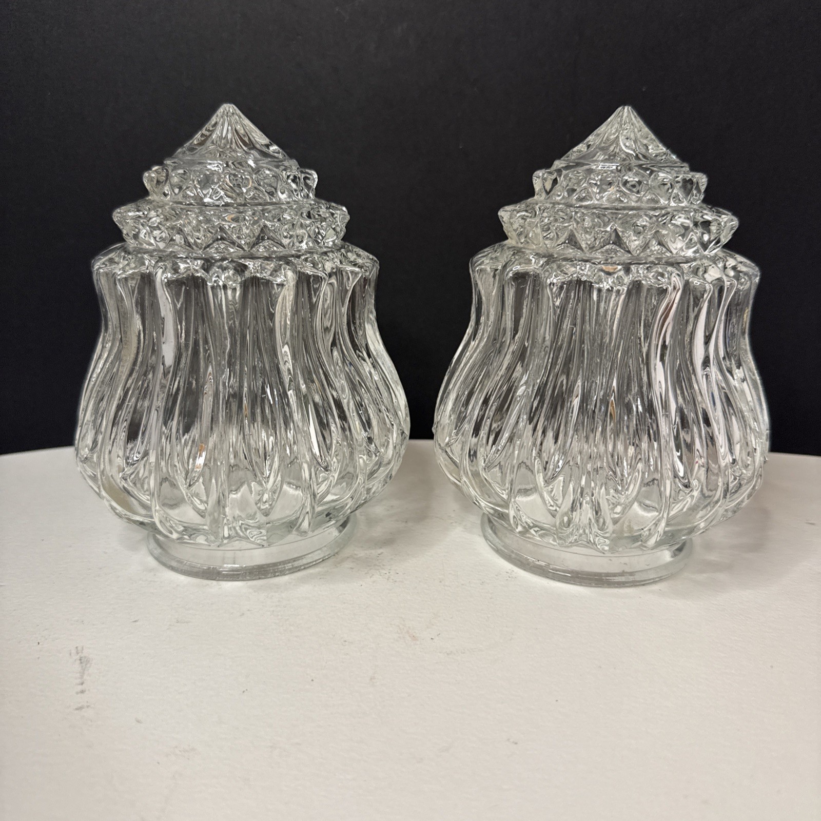 Antique Vintage Clear Glass Globe Lamp Light Shade Replacement Art Deco Lot Of 2
