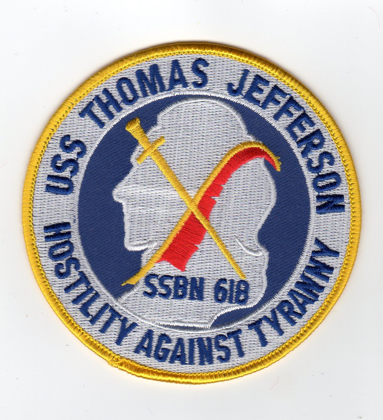 USS Thomas Jefferson SSBN 618 - Crest - Patch - Cat No. B800