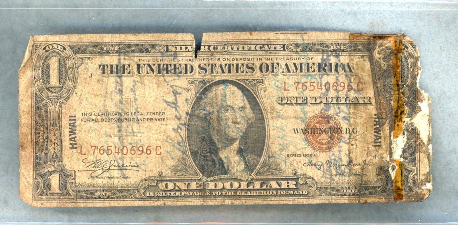 1935 A ~ $1 HAWAII ~ FEDERAL RESERVE NOTE  ~ FAIR/AG ~ \
