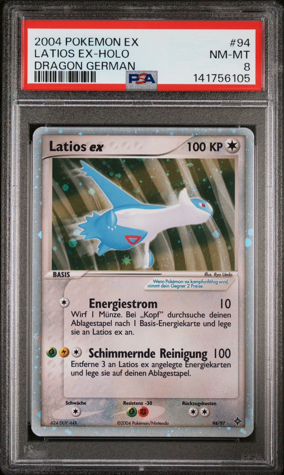 2004 Pokemon Card EX Latios EX-Holo #94 PSA 8 NM MINT GERMAN 