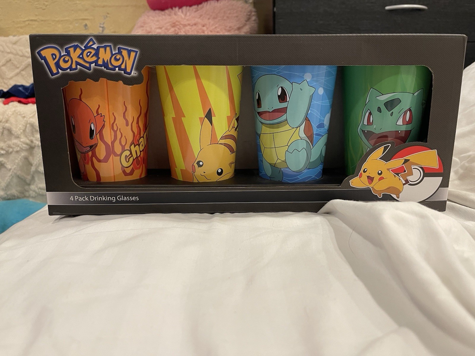 *Brand New* Official *POKEMON* 4 Pack Drinking Glasses Still In Box *Collectable