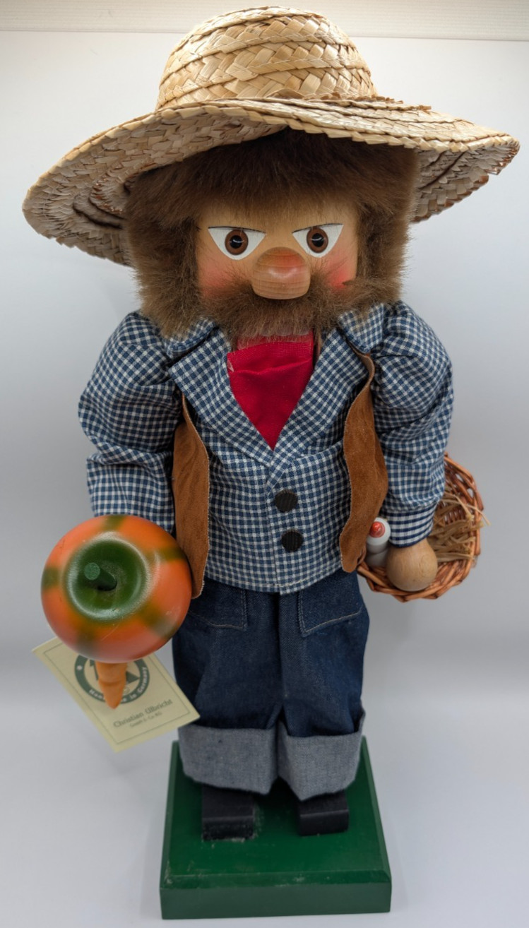 Vtg Christian Ulbricht Holtzkunst Farmer w/ Goose in Basket Nutcracker