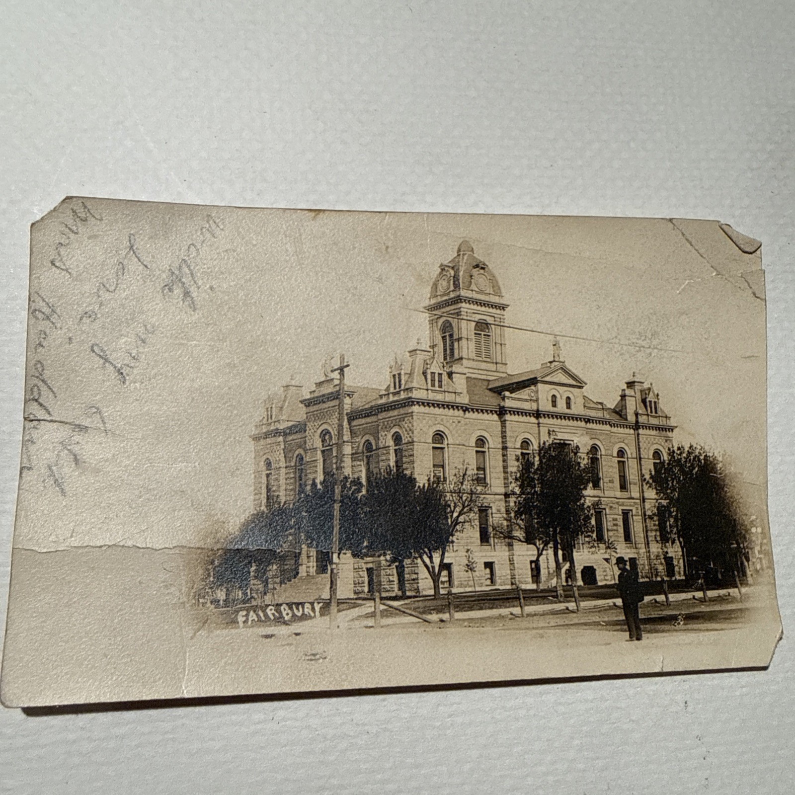 Vintage Real Photo Postcard Rppc Fairbury Nebraska Courthouse 1906