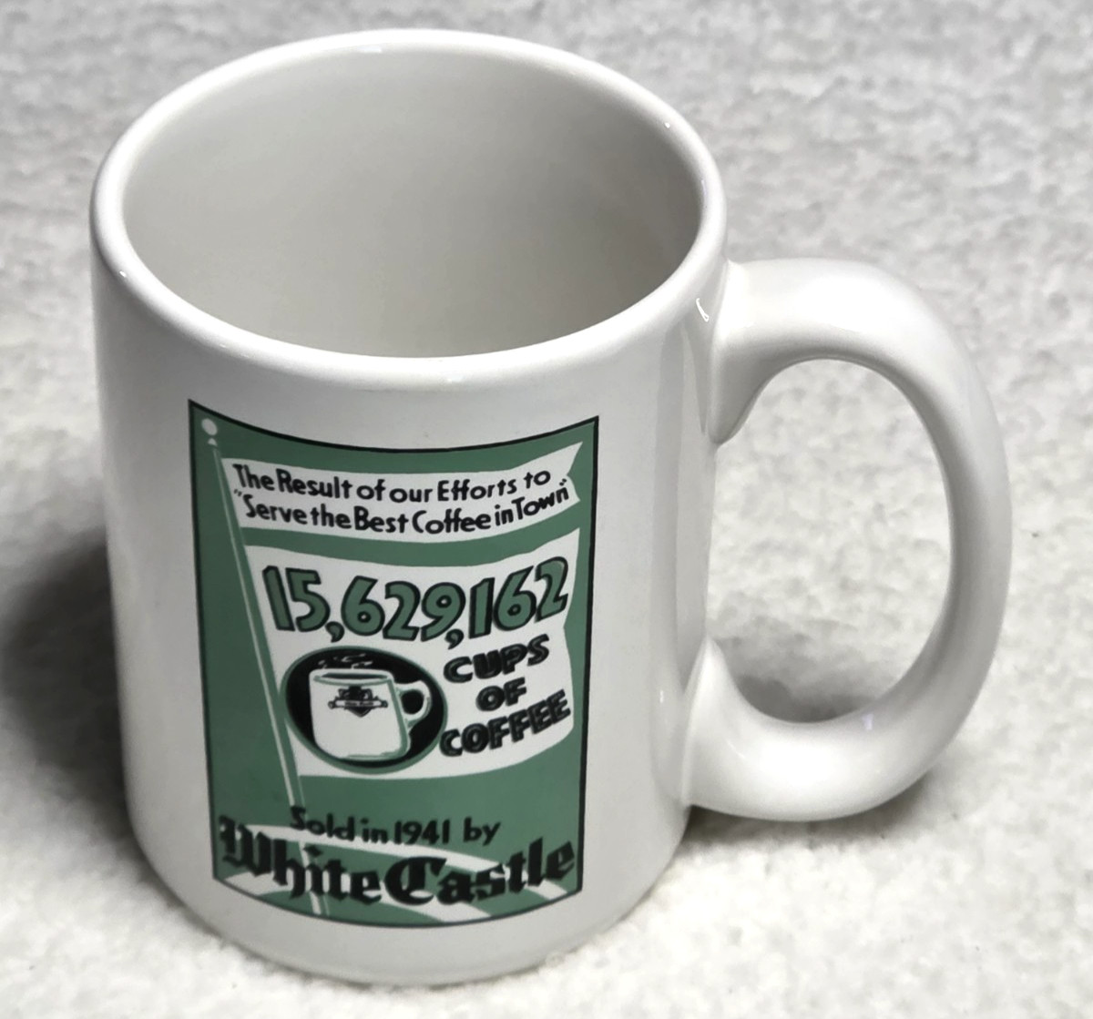 Vtg 1999 White Castle Coffee Mug 15,629,162 Cups of Coffee Sold in 1941