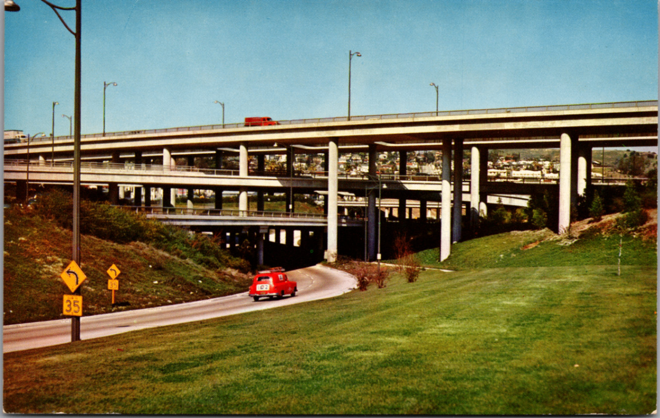 Los Angeles Four Level Interchange Freeway System Postcard Mike Roberts Los Angeles Four Level Interchange Freeway System Postcard Mike Roberts