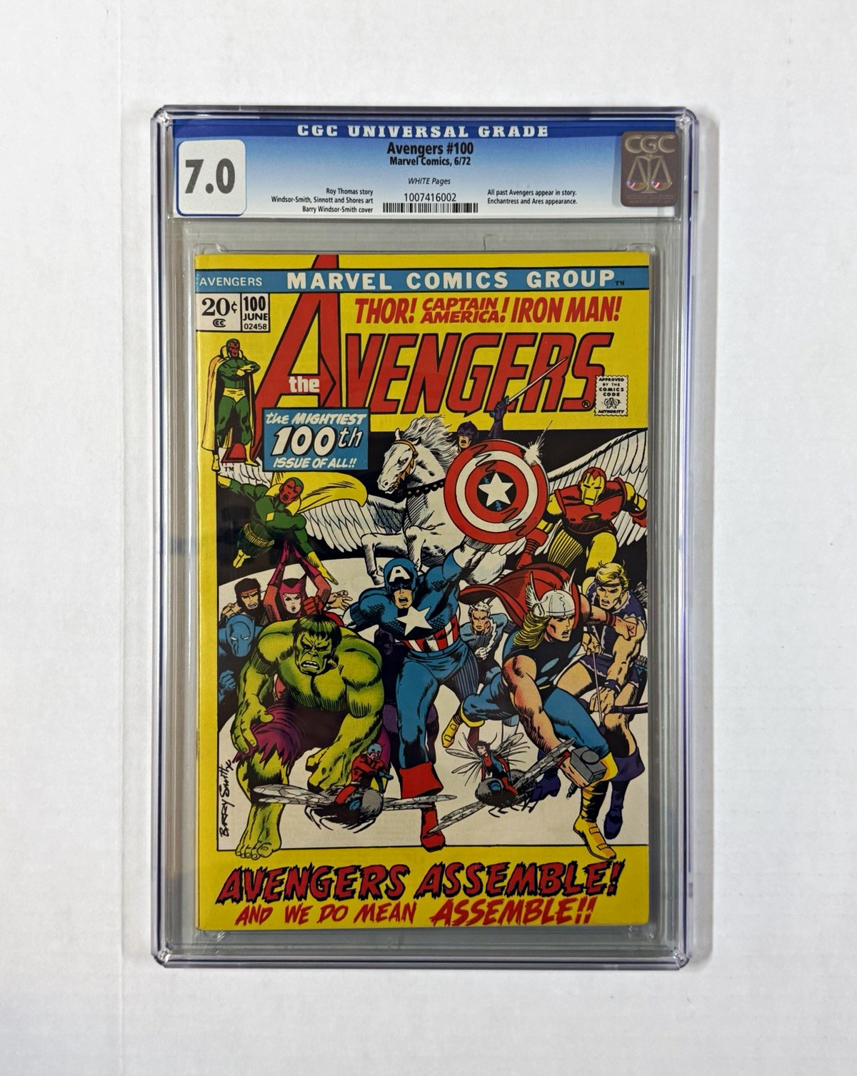 The Avengers #100 1972 CGC 7.0 White Pages Thor Captain America Iron Man The Avengers #100 1972 CGC 7.0 White Pages Thor Captain America Iron Man