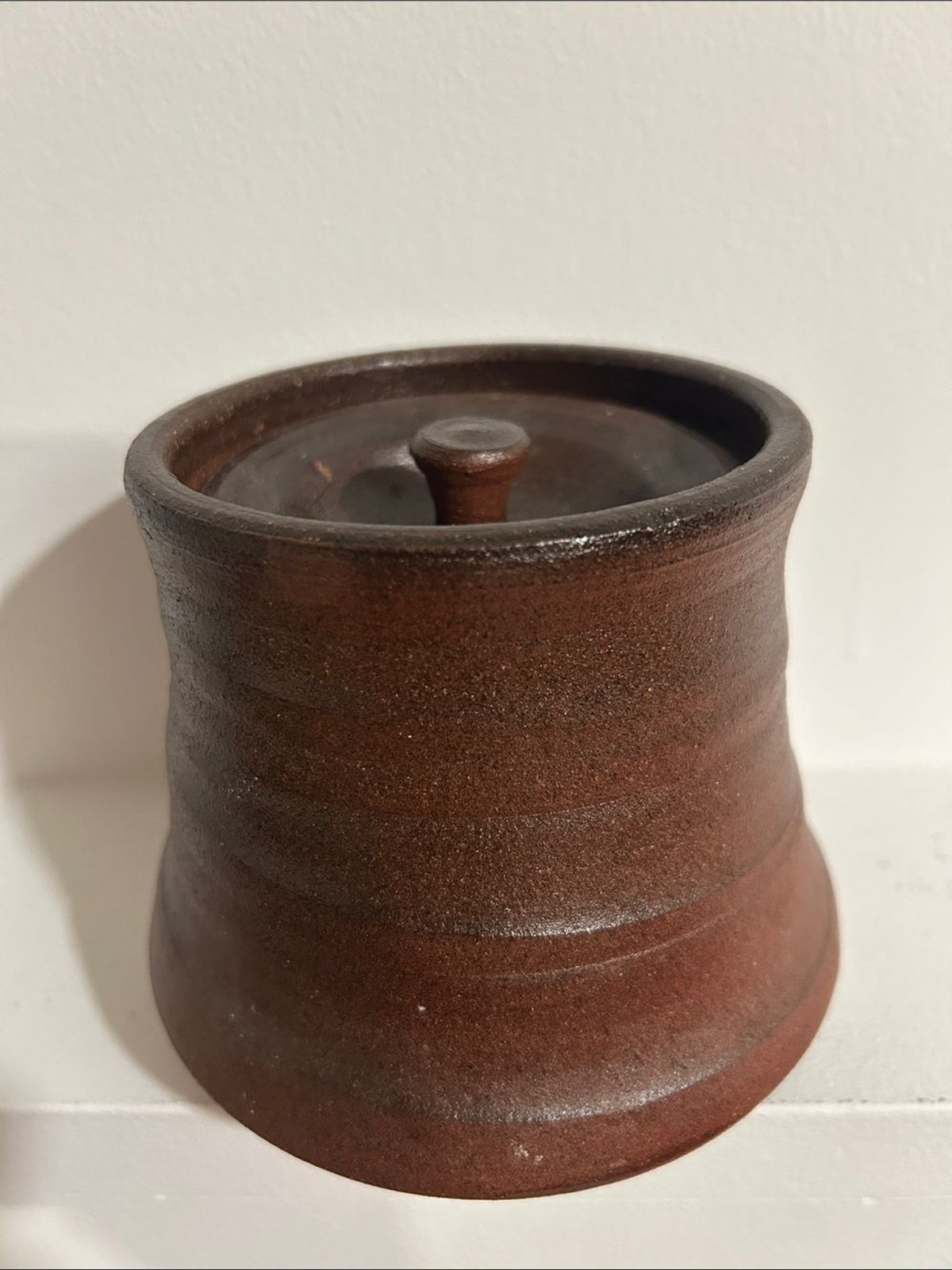 Handmade Brown Ceramic Lidded Jar Studio Pottery