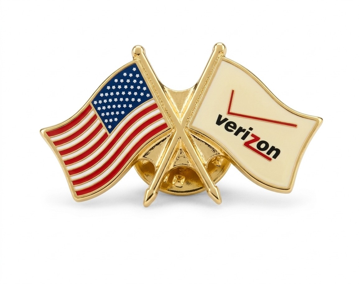 Vintage Verizon Wireless US Flag Crossed Flags Lapel Pin Employee Promo Gold Vintage Verizon Wireless US Flag Crossed Flags Lapel Pin Employee Promo Gold