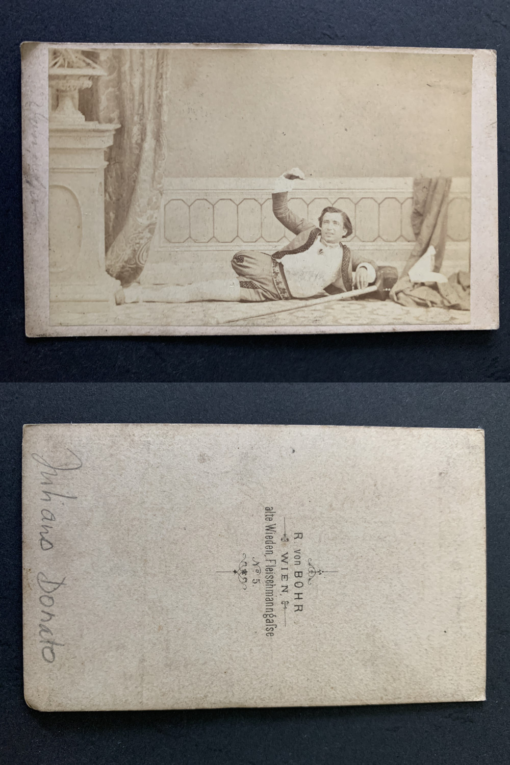 Von Bohr, Wien, Juliano Donato, Spanish Actor, One Legged Vintage Albumen Pri