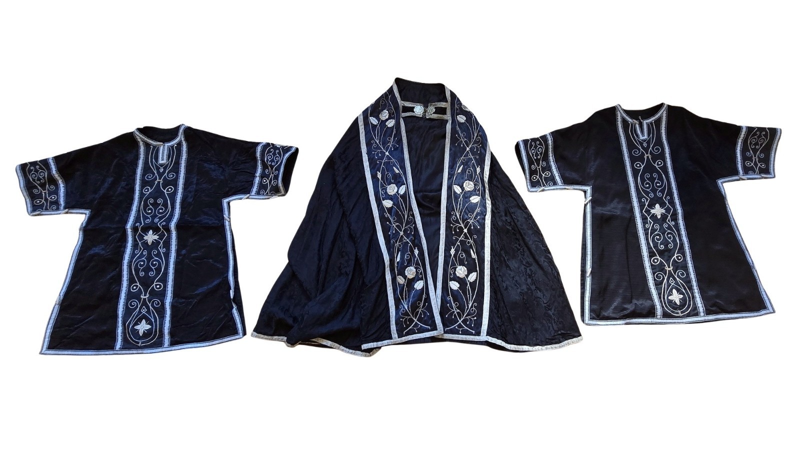 Set Of 3 Antique Smoking Cloaks, Pluvials, Dalmatics Circa 1900 (# 18412)