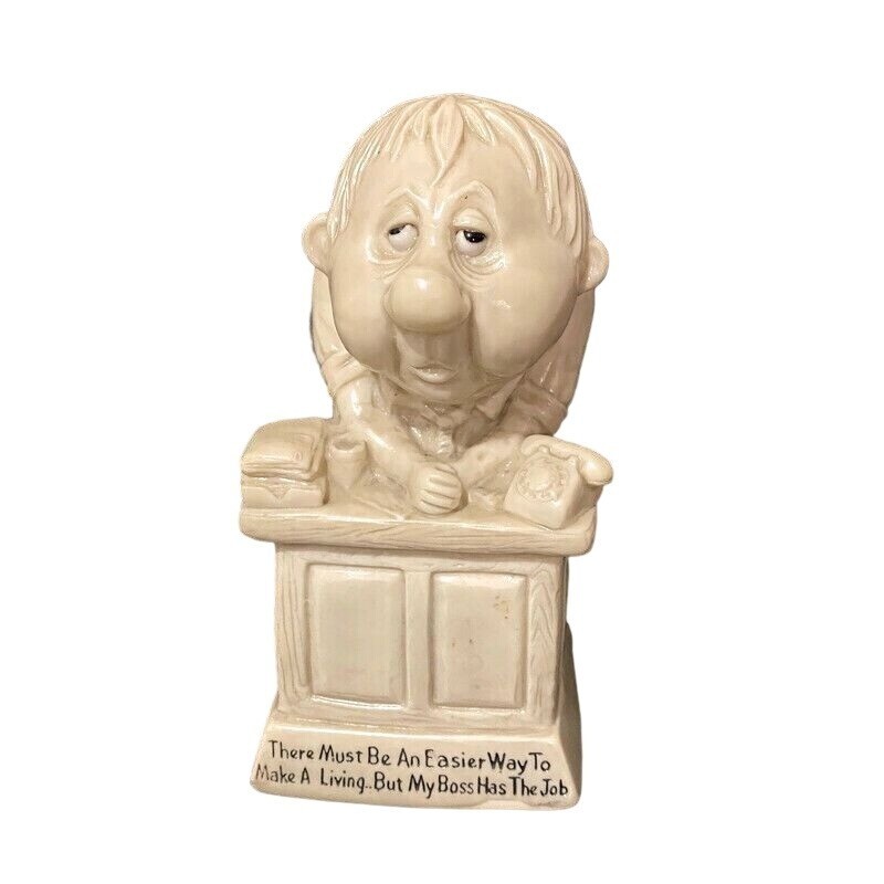 Vintage 70s R & W Berries Business Man Boss Figurine Made in USA Office Gag Gift