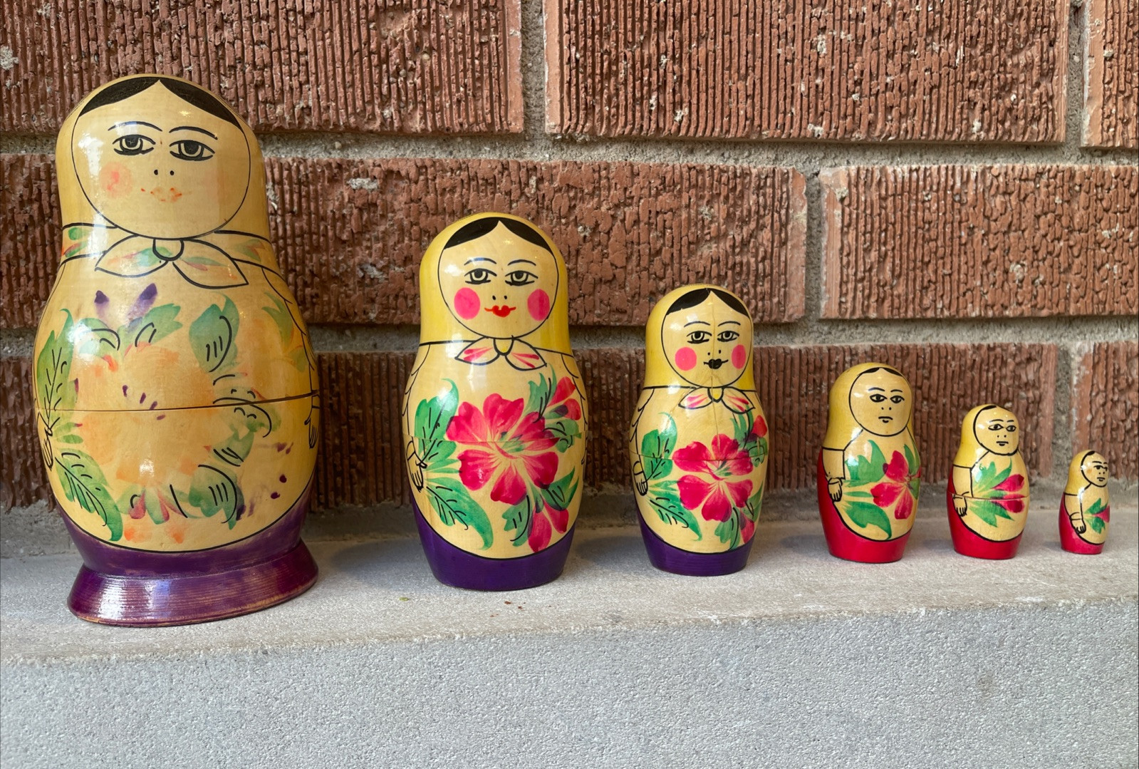 VTG 80S Nesting Dolls Matryoshka 6 Piece Set 6.25”Hand Painted Russia Soviet