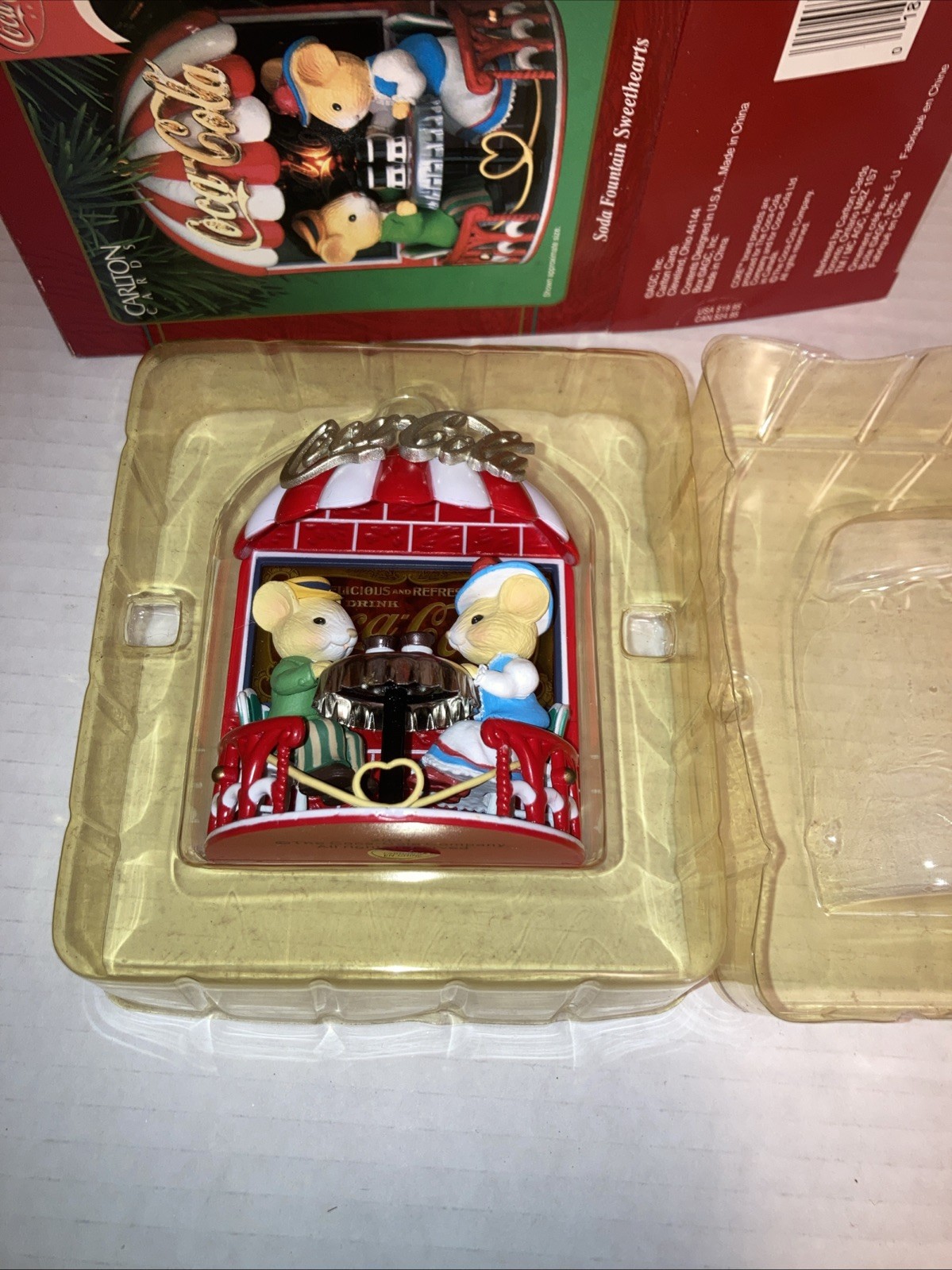 Carlton Cards Coca Cola Ornament Soda Fountain Sweethearts Lighted