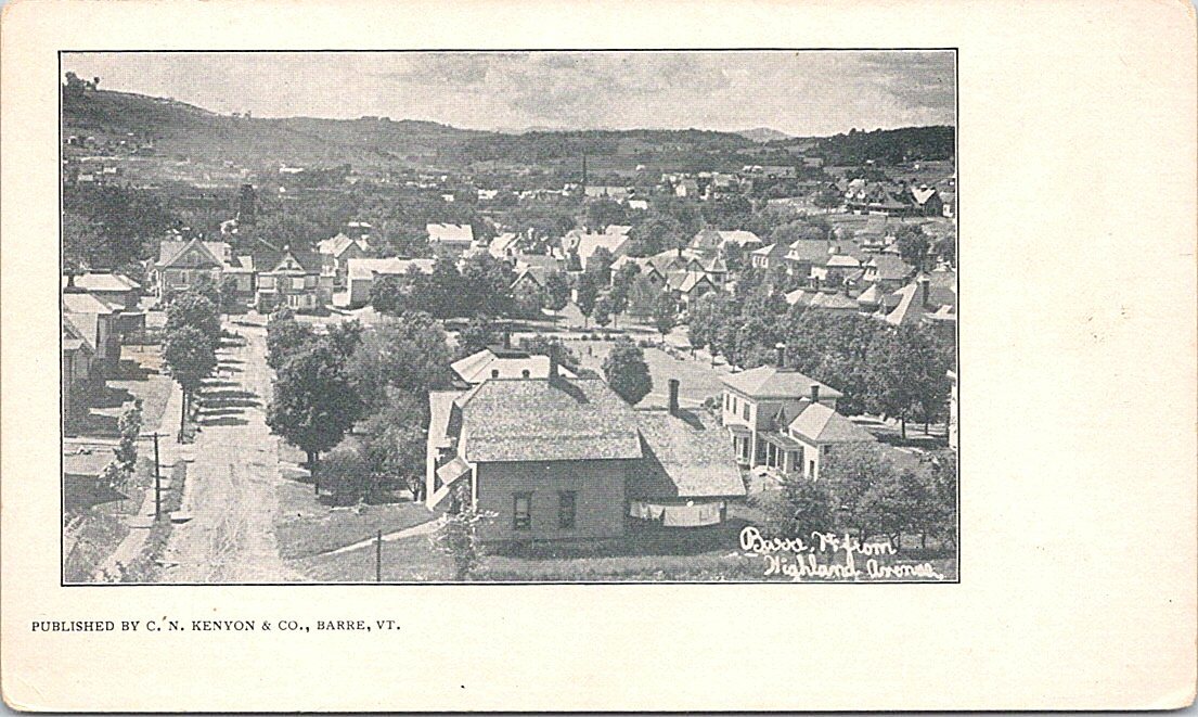 Lithograph Barre VT Birdseye Town View early 1900s