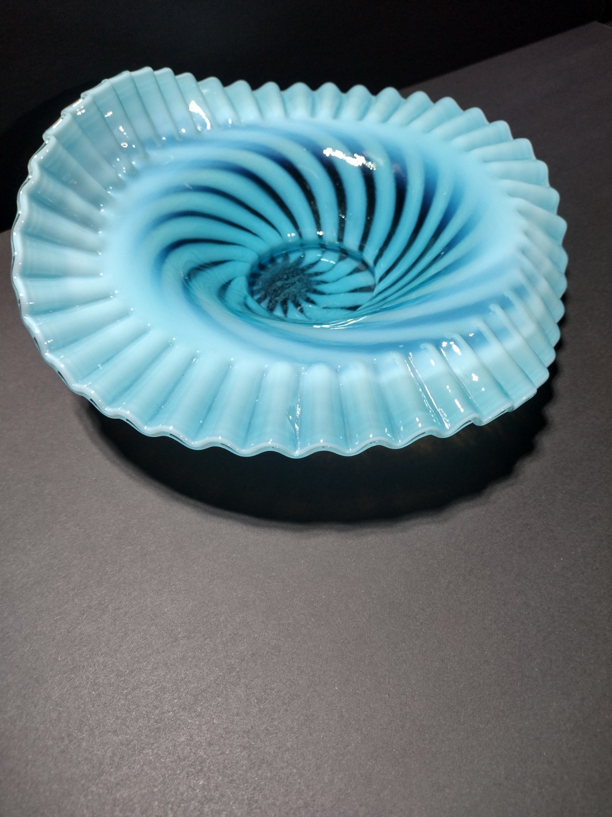 Fenton Blue Spiral Optic Compote Fenton Blue Spiral Optic Compote