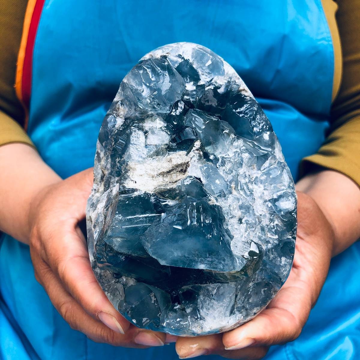 4.4 LB Large Natural Celestite Geode Crystal Cluster Healing Specimen 4537