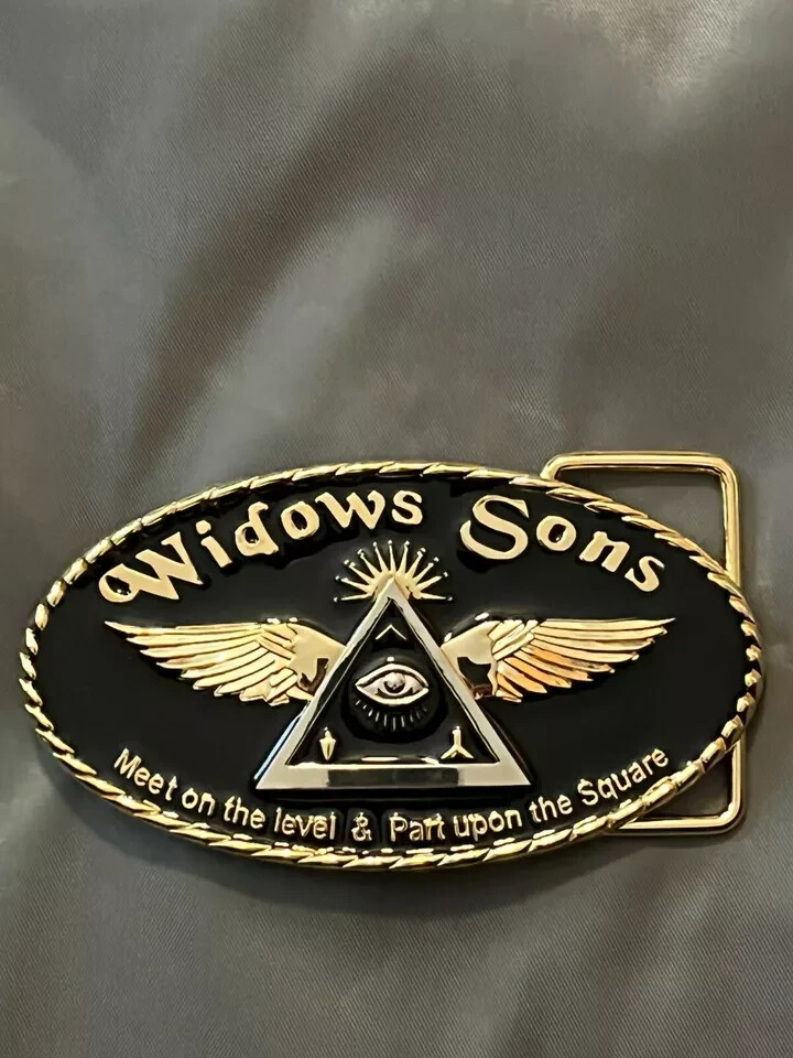 Black Gold Widows Sons Masonic Belt Buckle Wings Freemason Fraternity NEW