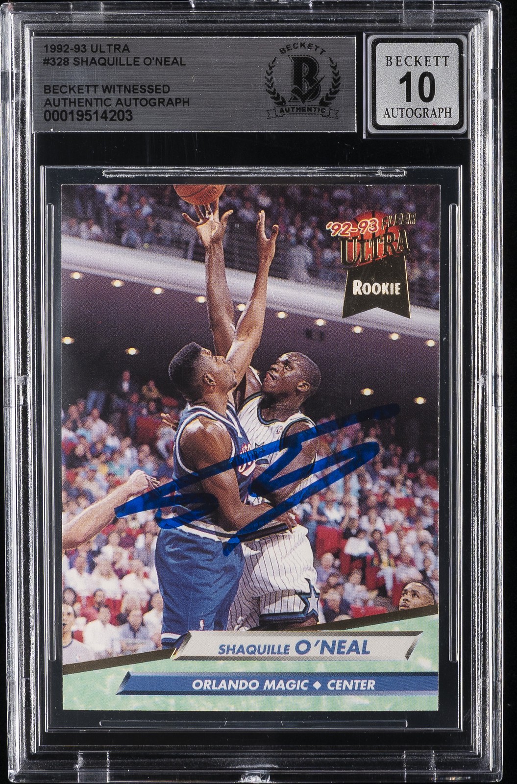 1992-93 ULTRA BECKETT WITNESSED AUTHENTIC AUTO SHAQUILLE O\'NEAL BGS AUTHENTIC