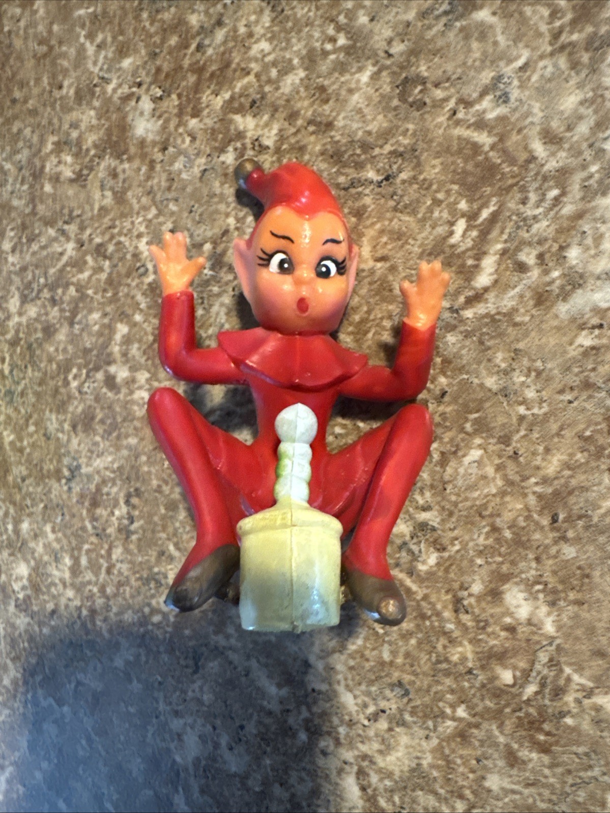 Rare Vintage 1950’s Rubber Elf Pixie Red Sitting With Snake Hong Kong