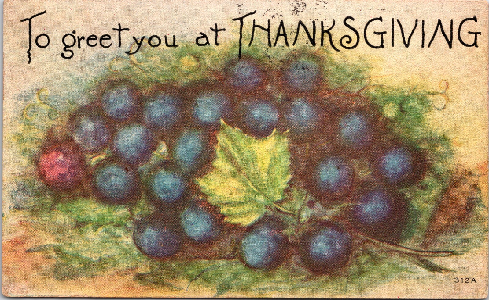 VNT POSTCARD-TO GREET YOU AT THANKSGIVING-GRAPES