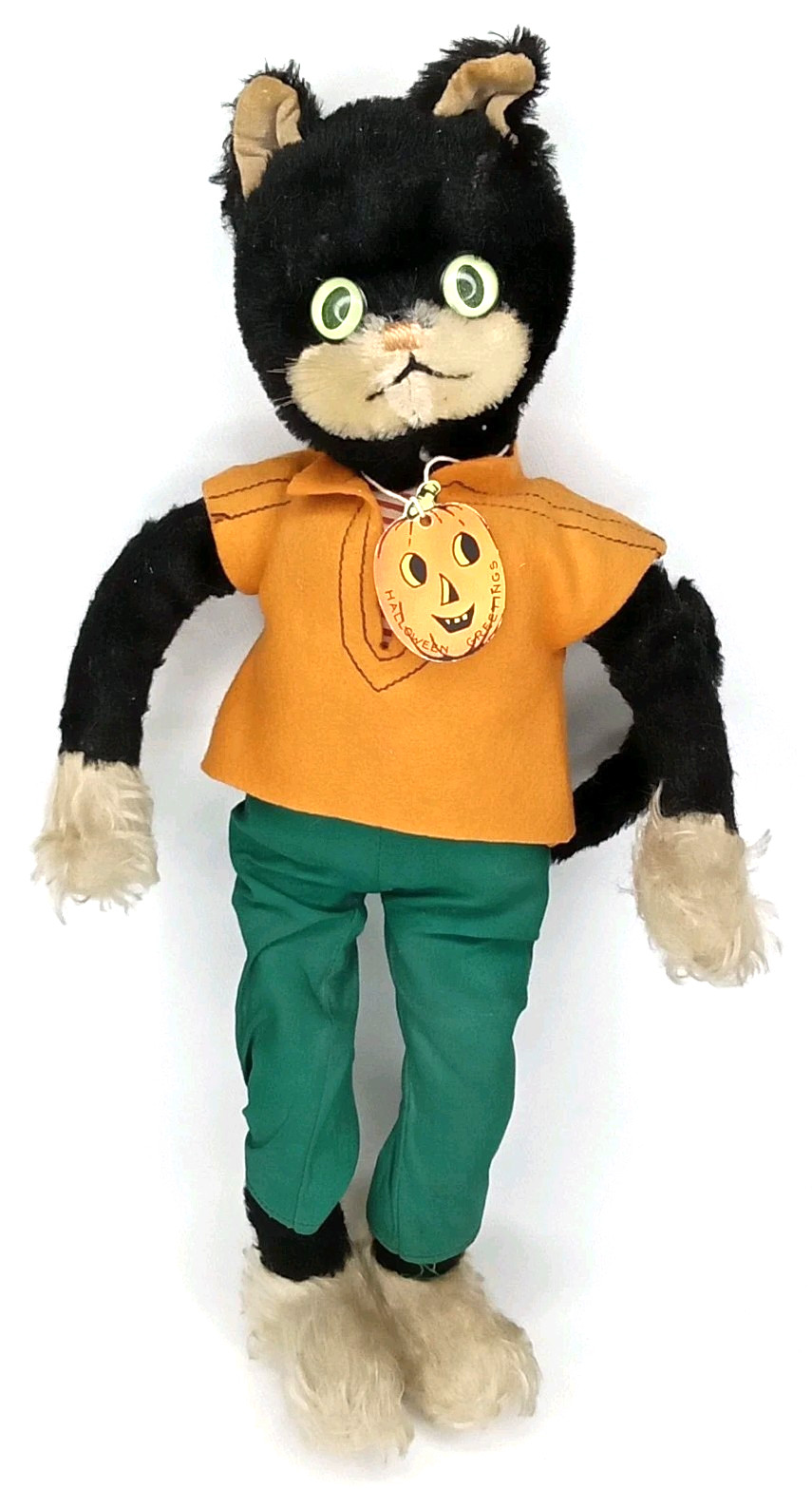 Vintage 1960s Schuco Bigo Bello Halloween Posable Black Cat