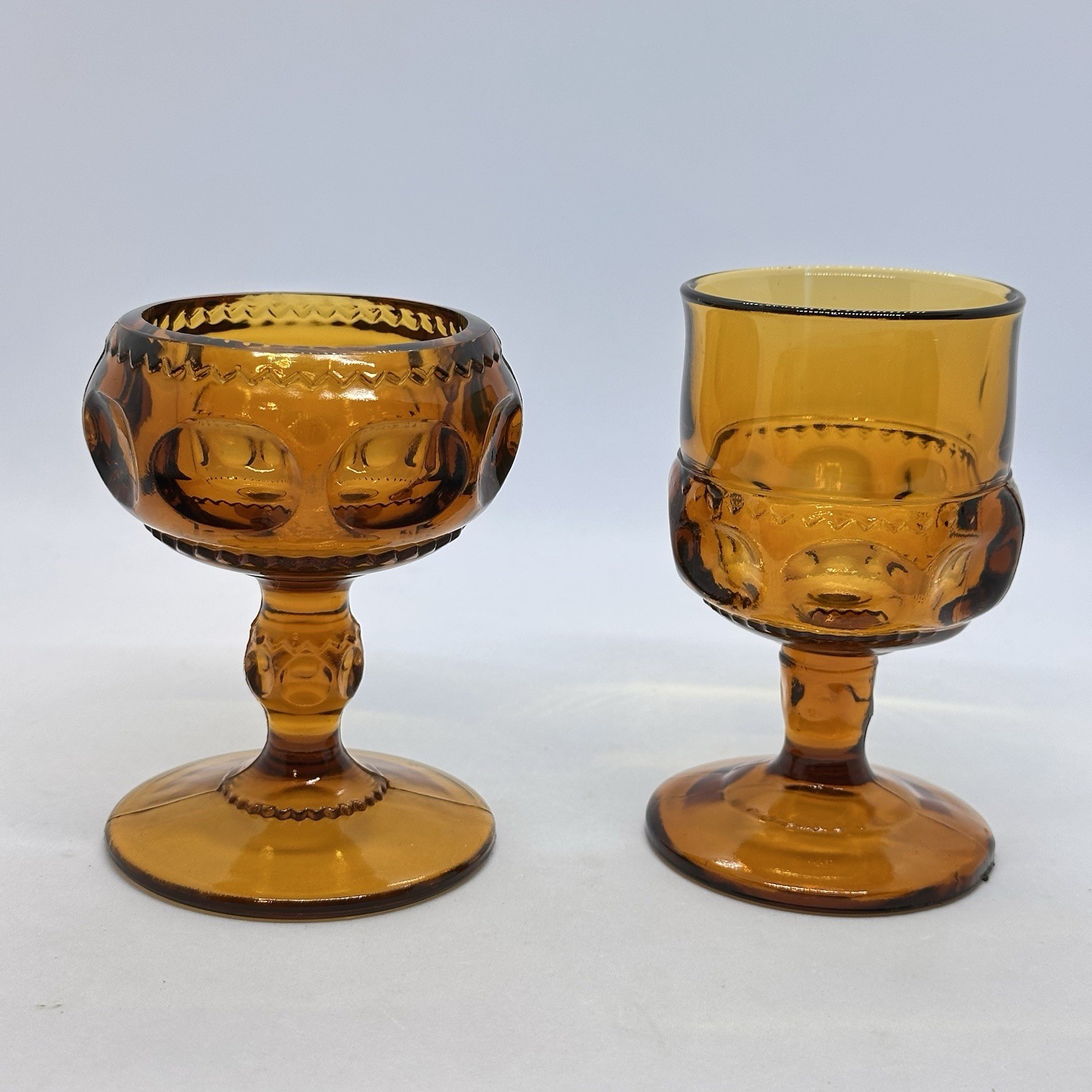 Indiana Glass Amber Kings Crown Thumbprint 4.25