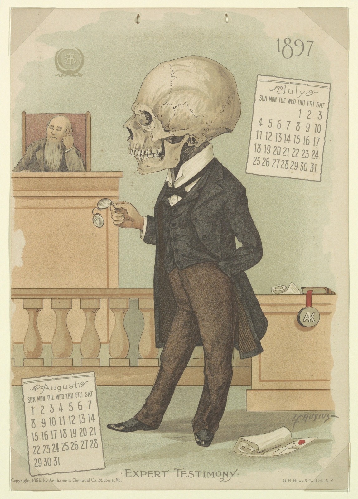 Louis Crusius 1897 Vintage Skeleton Expert Testimony Reprint Wall Art