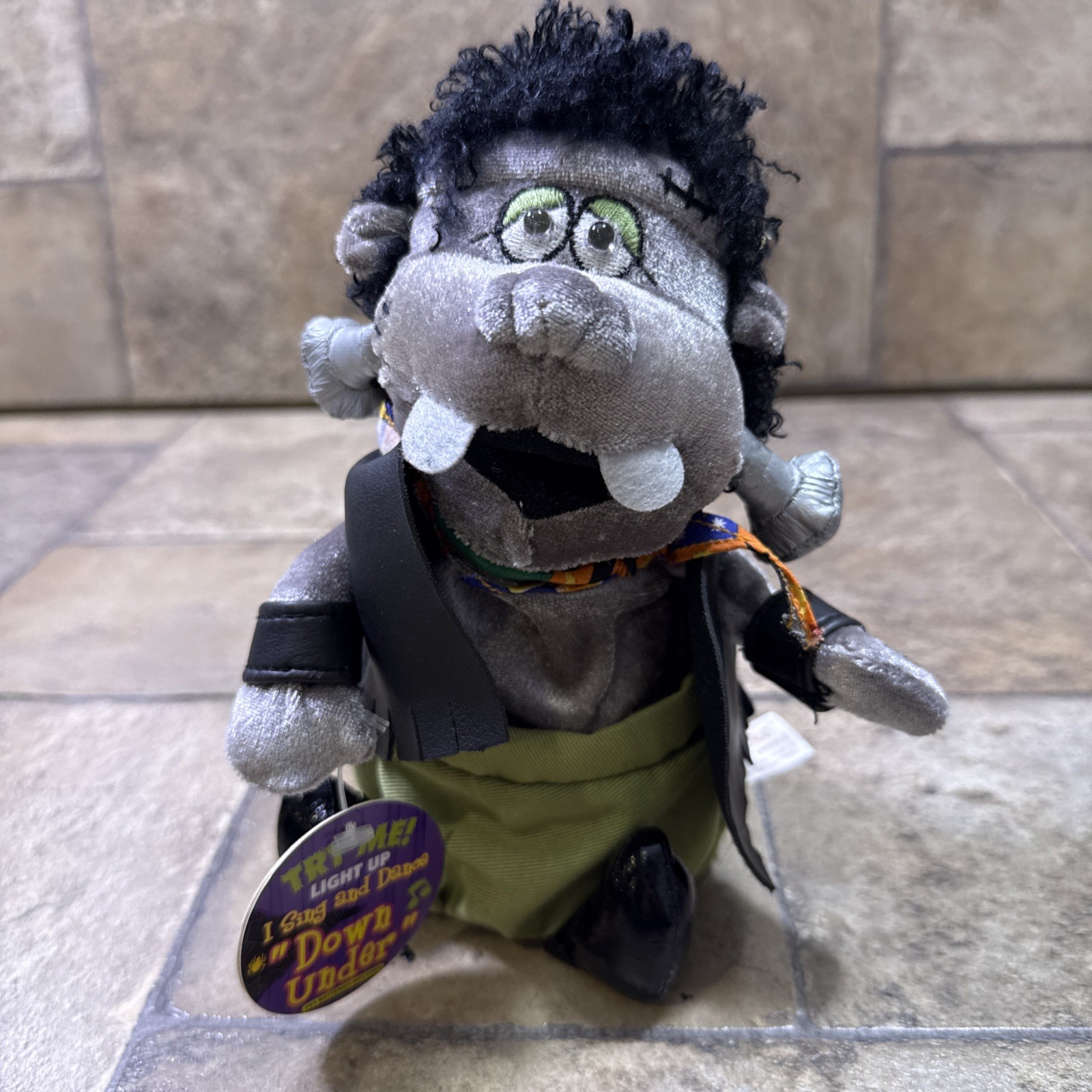 Vintage Dandee Halloween Animated Frankenstein Eyes Light Up Red Sings Decor NWT