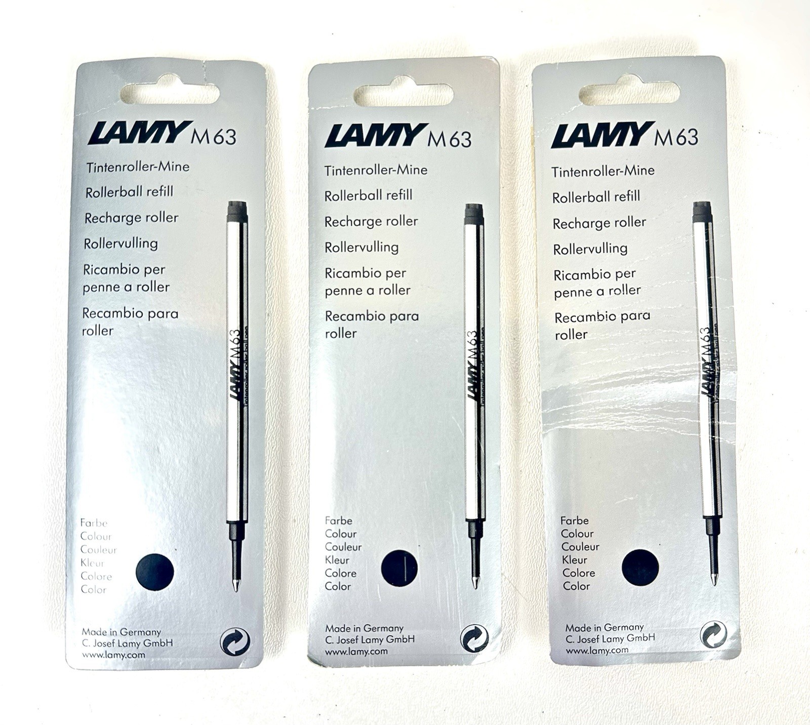 Lot Of 3 LAMY M63 Rollerball Pen Refills Black New In Box Made In Germany Read