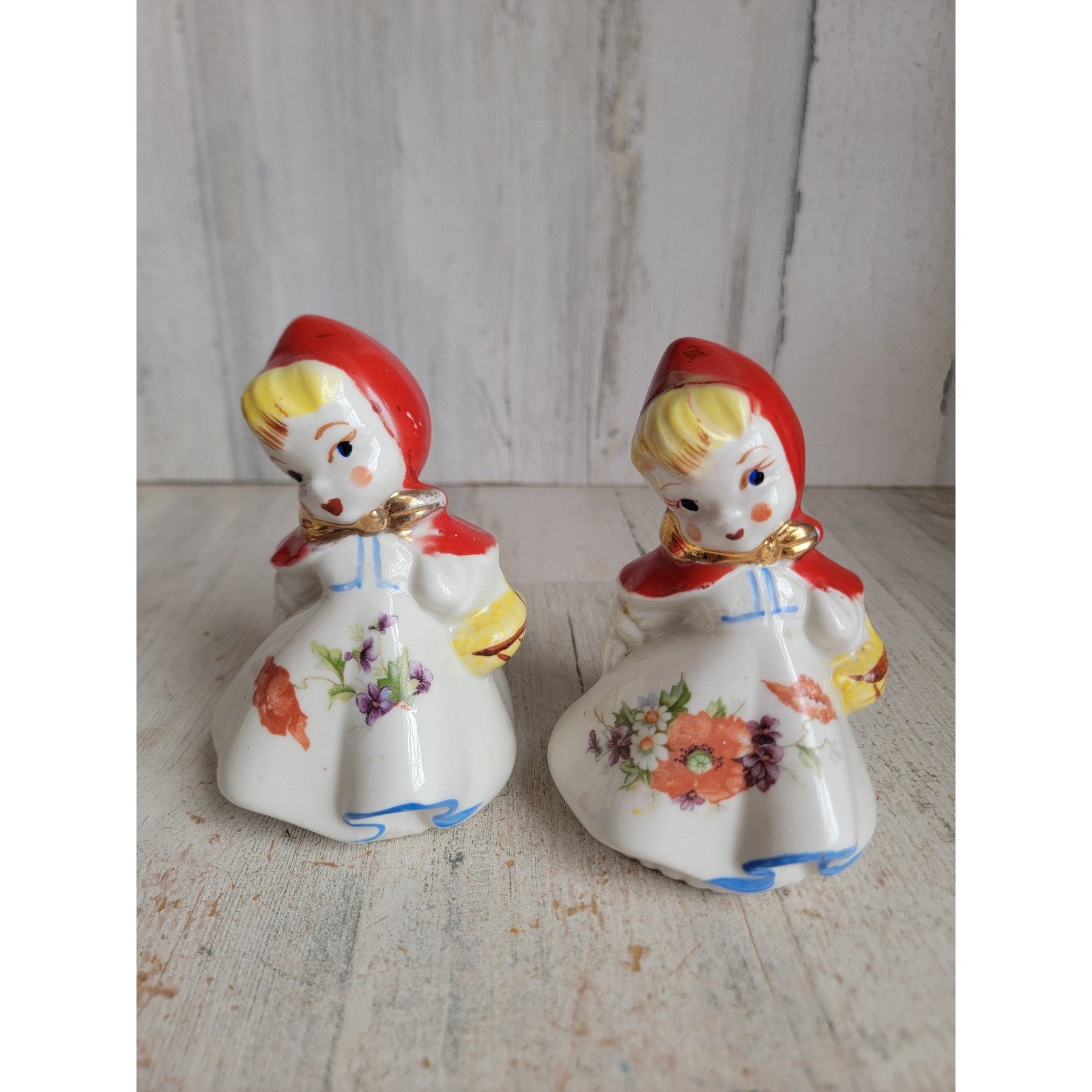 Vintage hull Little Red Riding Hood salt pepper Shaker ceramic unique kitchen