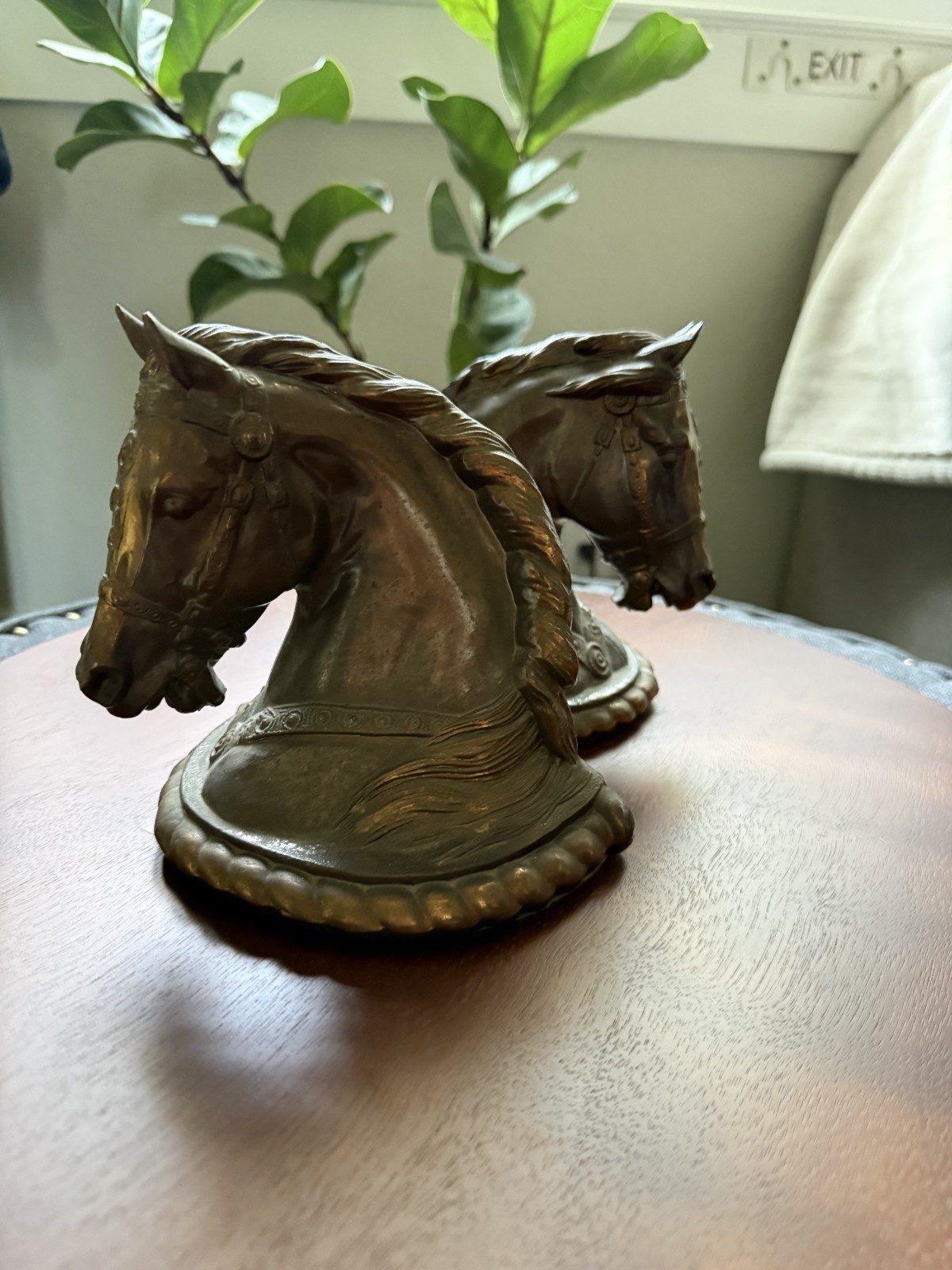 VTG Gladys Brown Dodge Inc Bronze/ Copper Tone Horse Head Book Ends