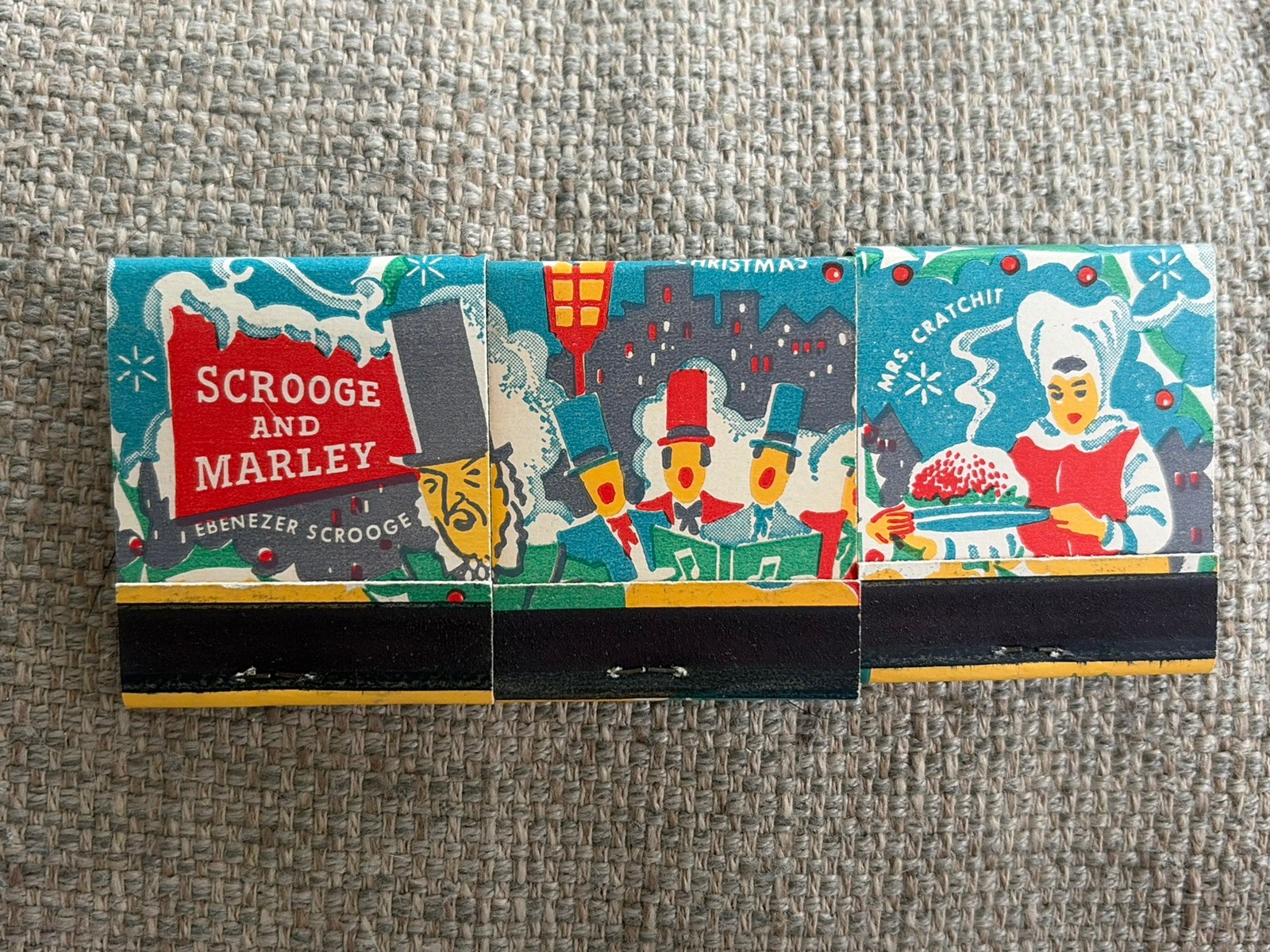RARE Dicken\'s Christmas Carol Vintage 3pc Advertising Matchbook Paper Match Book