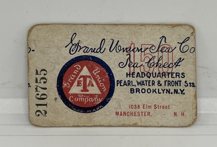 1920\'s Grand Union Tea Co Of Brooklyn NY USA Contract Coupon For Manchester NH 1920\'s Grand Union Tea Co Of Brooklyn NY USA Contract Coupon For Manchester NH