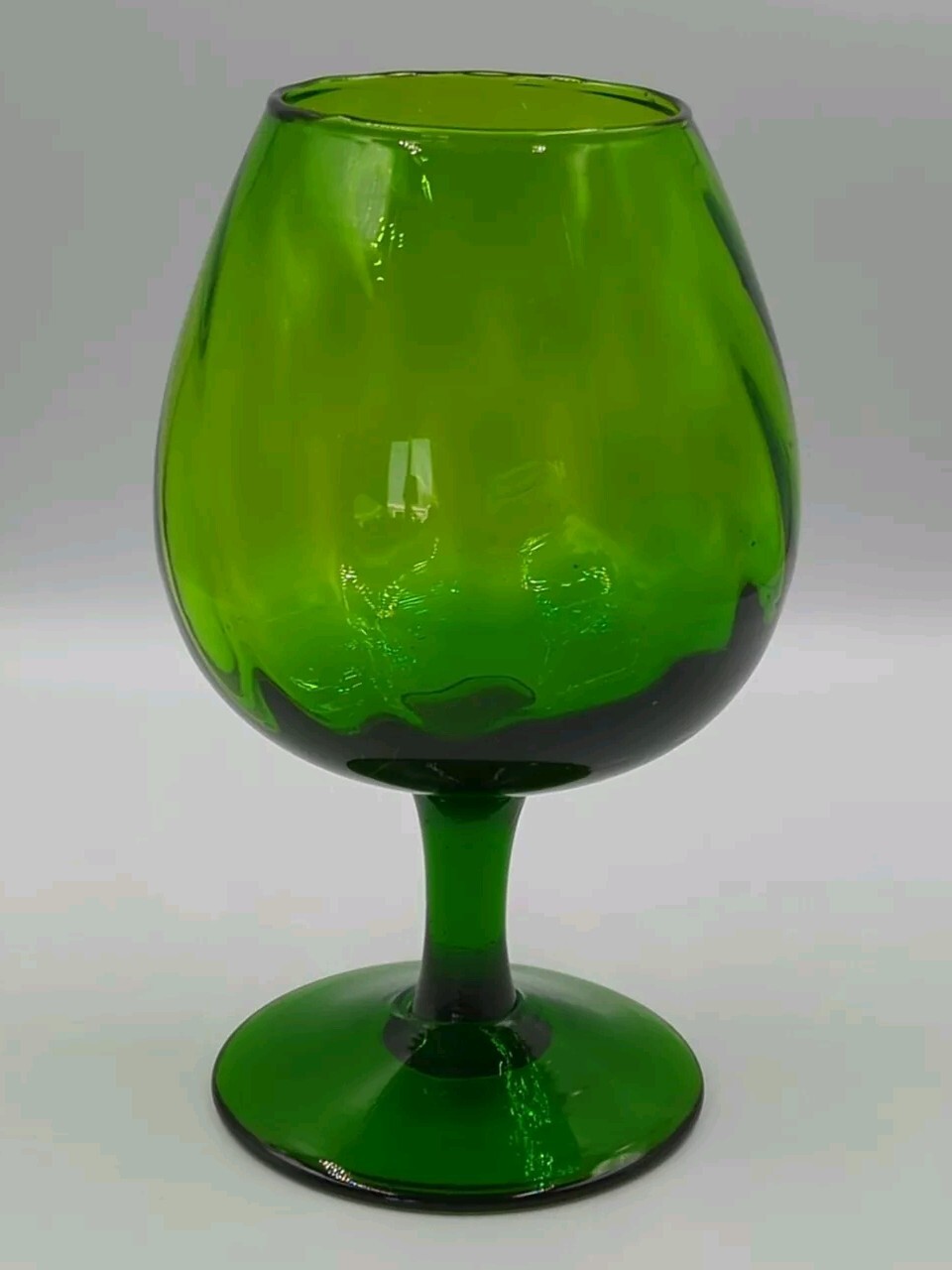 Vintage Green Glass Optic Swirl Snifter